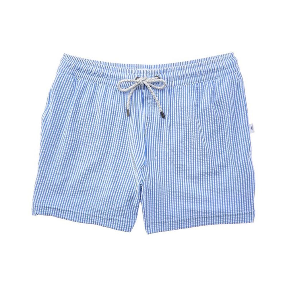 Vintage Summer Mens  Knit Seersucker Swimshort, Blue
